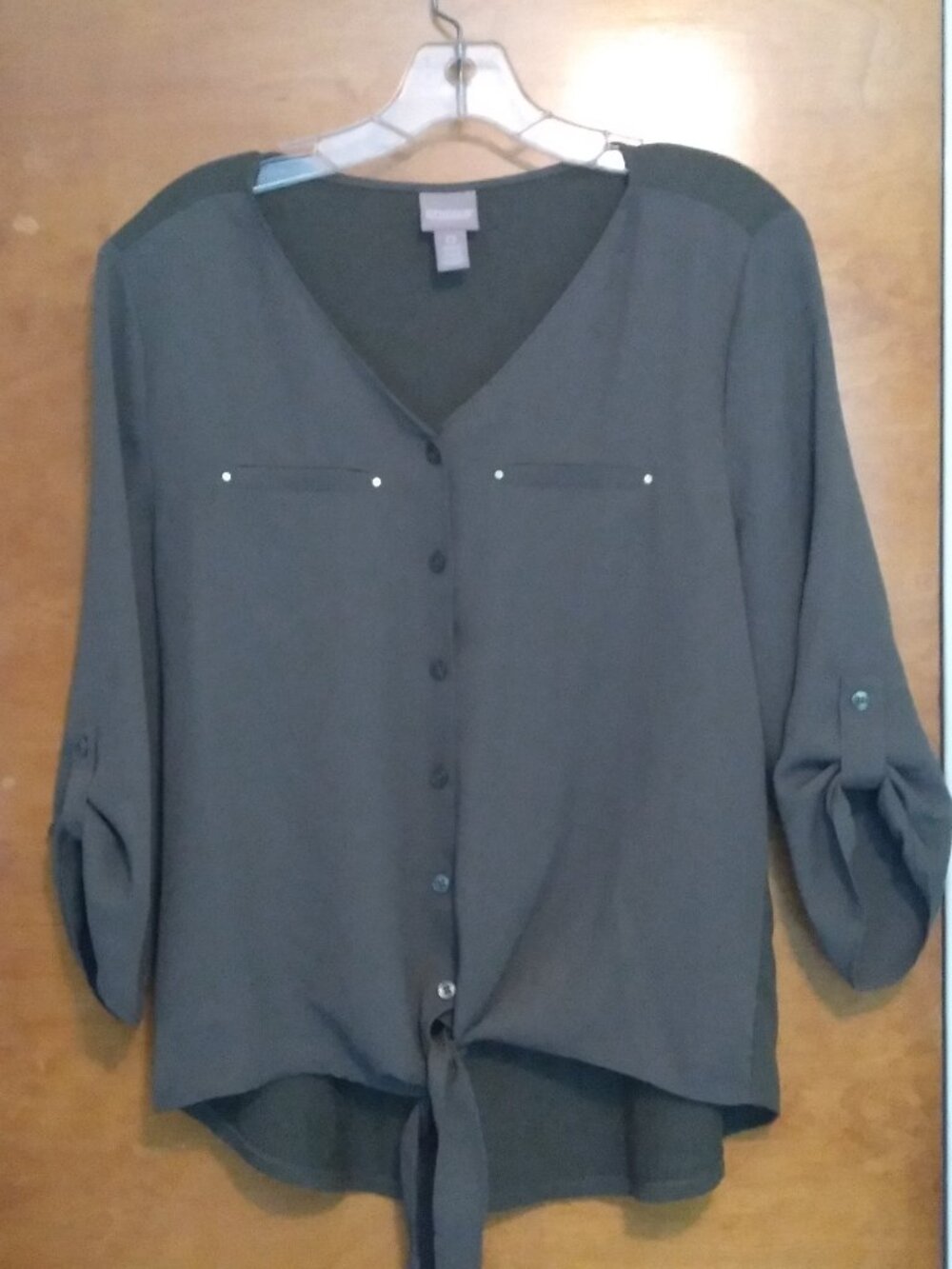 Chico's Khaki Front tied Blouse - Size 0